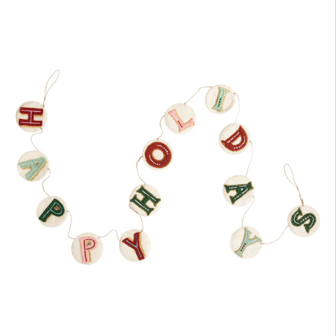 Vintage Happy Holidays Disc Garland