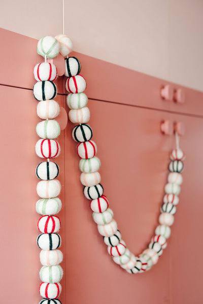 Pinstripe Felt Ball Garland