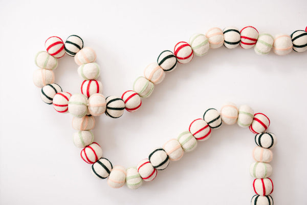 Pinstripe Felt Ball Garland