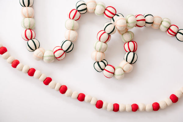 Pinstripe Felt Ball Garland